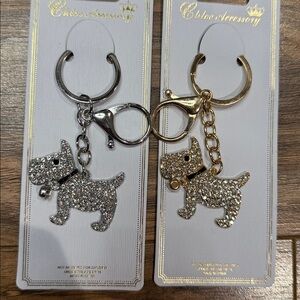 Crystal Dog Keychain or Purse Charm - Silver or Gold